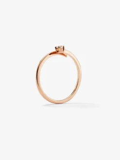 Anillo tú y yo de oro rosa de 18K con diamante blanco en talla brillante