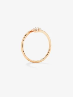 Anillo tú y yo de oro rosa de 18K con 2 diamantes en talla brillante con un total de 0,26 cts