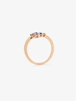 Anillo tú y yo de oro rosa de 18K con 6 zafiros multicolor con un total de 0,49 cts