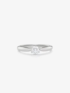 Anillo tipo solitario de oro blanco de 18K con diamante blanco en talla brillante de 0,2 cts