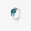 Anillo tresillo de plata 925 con topacios
