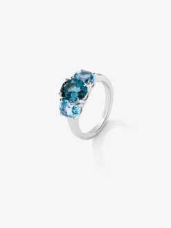 Anillo tresillo de plata 925 con topacios