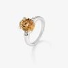 Anillo tresillo de plata 925 con citrino y diamantes