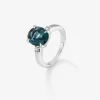 Anillo tresillo de plata 925 con topacio y diamantes