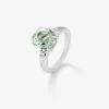 Anillo tresillo de plata 925 con amatista verde y diamantes