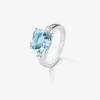Anillo tresillo de plata 925 con topacio y diamantes