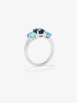 Anillo tresillo de plata 925 con topacios