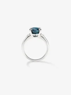 Anillo tresillo de plata 925 con topacio y diamantes