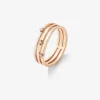 Anillo triple brazo de oro rosa de 18K con diamantes