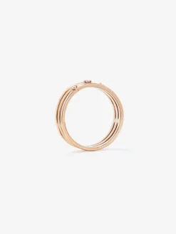 Anillo triple brazo de oro rosa de 18K con diamantes