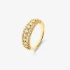 Anillo triple de oro amarillo de 18K con 45 diamantes en talla brillante con un total de 0,93 cts