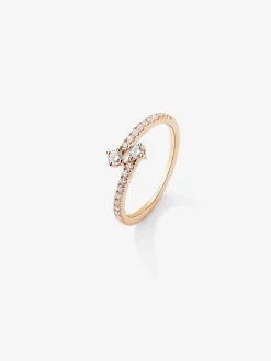 Anillo tu y yo de oro rosa de 18K con diamantes