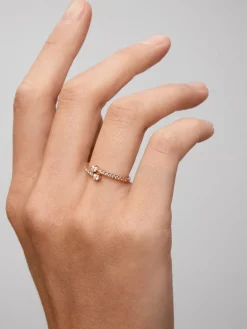 Anillo tu y yo de oro rosa de 18K con diamantes