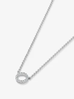Colgante cadena c&iacute;rculo de oro blanco de 18K y diamantes