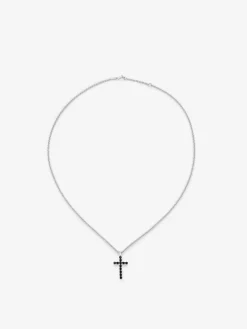 Colgante cadena con cruz fino de plata 925 con espinelas