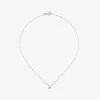 Colgante cadena con inicial peque&ntilde;a de oro blanco de 18K y diamantes