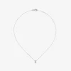 Colgante cadena con inicial peque&ntilde;a de oro blanco de 18K y diamantes