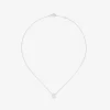 Colgante cadena con inicial peque&ntilde;a de oro blanco de 18K y diamantes