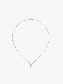 Colgante cadena con inicial de oro blanco de 18K y diamantes