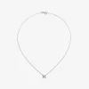 Colgante cadena con inicial peque&ntilde;a de oro blanco de 18K y diamantes