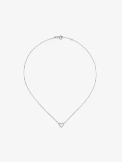 Colgante cadena corazón de oro blanco de 18K y diamantes