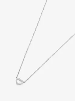 Colgante cadena corazón de oro blanco de 18K y diamantes