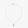 Colgante cadena cruz de oro rosa de 18K con turmalina y diamante