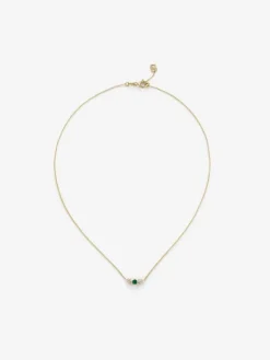 Colgante cadena de oro amarillo de 18K con esmeralda y diamantes