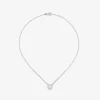 Colgante cadena de oro blanco de 18K con diamante solitario y orla de diamantes