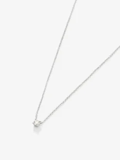 Colgante cadena de oro blanco de 18K con diamante solitario
