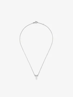 Colgante cadena de oro blanco de 18k con perla Akoya y diamantes