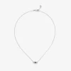 Colgante cadena de oro blanco de 18K con zafiro y diamantes