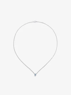Colgante cadena de oro blanco de 18K con aguamarina y diamante