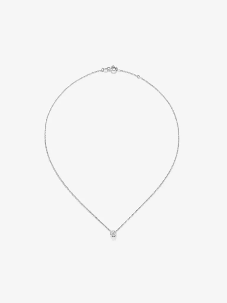 Colgante cadena de oro blanco de 18K con diamante solitario