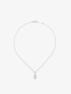 Colgante cadena de oro blanco de 18K con topacio