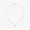 Colgante cadena de oro blanco de 18K con diamante solitario y orla de diamantes