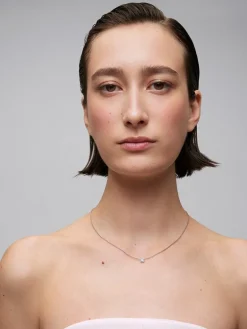 Colgante cadena de oro blanco de 18K con aguamarina y diamante