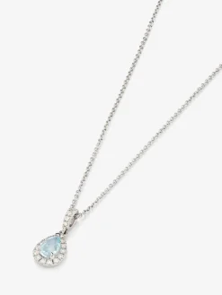 Colgante cadena de oro blanco de 18K con topacio
