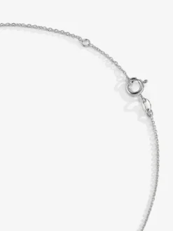 Colgante cadena de oro blanco de 18K con diamante solitario y orla de diamantes