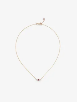 Colgante cadena de oro rosa de 18K con rub&iacute; y diamantes