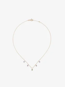 Colgante cadena de oro rosa de 18K y zafiro multicolor