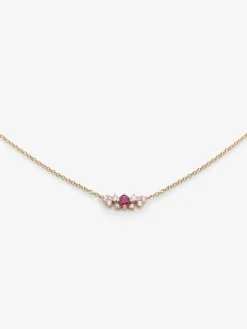 Colgante cadena de oro rosa de 18K con rub&iacute; y diamantes