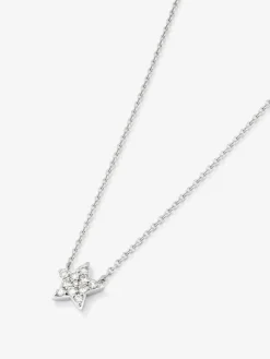 Colgante cadena estrella de oro blanco de 18K de diamantes en pavé