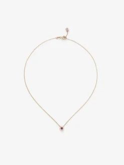 Colgante cadena flor de oro rosa de 18K con rub&iacute; y diamantes