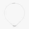 Colgante cadena hojas de oro blanco de 18K con diamante