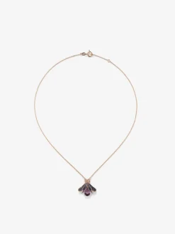 Colgante cadena insecto de oro rosa de 18K con amatista y zafiro