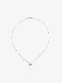 Colgante cadena largo con estrella de oro rosa de 18K con diamantes
