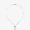 Colgante de cadena de plata 925 con aro en espinela y perla akoya de 9,5 mm