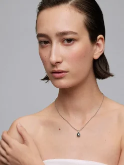 Colgante de cadena de plata 925 con perla de tahiti de 8,5 mm