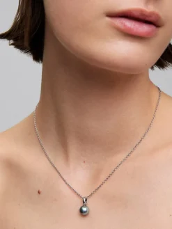 Colgante de cadena de plata 925 con perla de tahiti de 8,5 mm